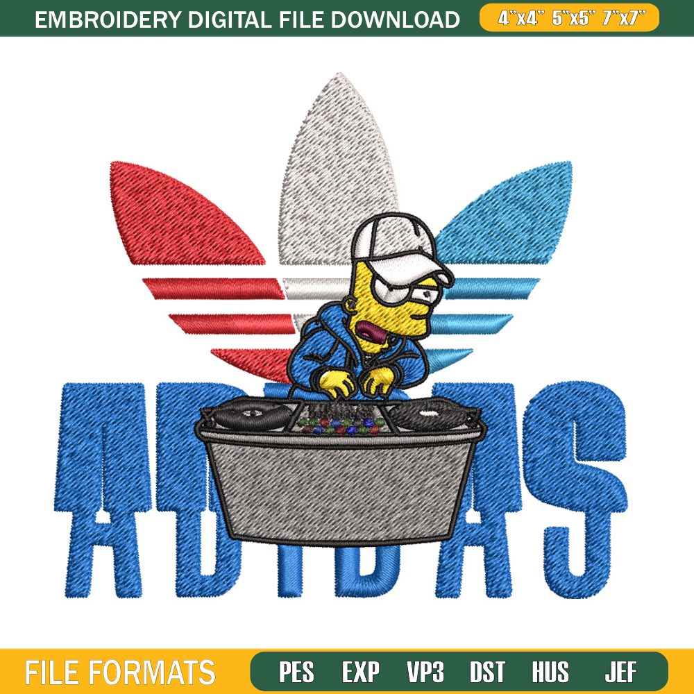 Bart dj adidas Embroidery Design, Adidas Embroidery, Brand Embroidery, Embroidery File, Logo shirt, Digital download 1.jpg