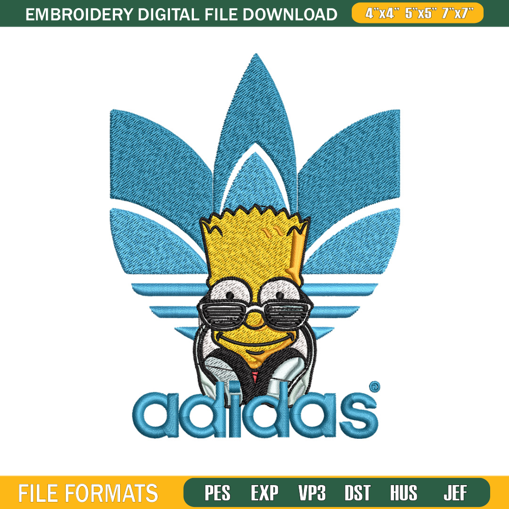 Bart simpson adidas Embroidery Design,Adidas Embroidery, Brand Embroidery, Embroidery File, Logo shirt, Digital download 1.jpg