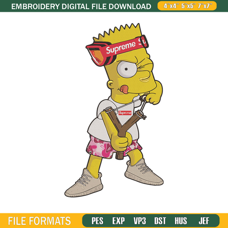 Bart x supreme Embroidery Design, Supreme Embroidery, Embroidery File, Anime Embroidery, Simpson shirt, Digital download.jpg