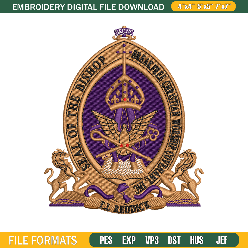 Bishop Seal Logo embroidery design, logo embroidery, Embroidery file, logo design, logo shirt, Instant download..jpg