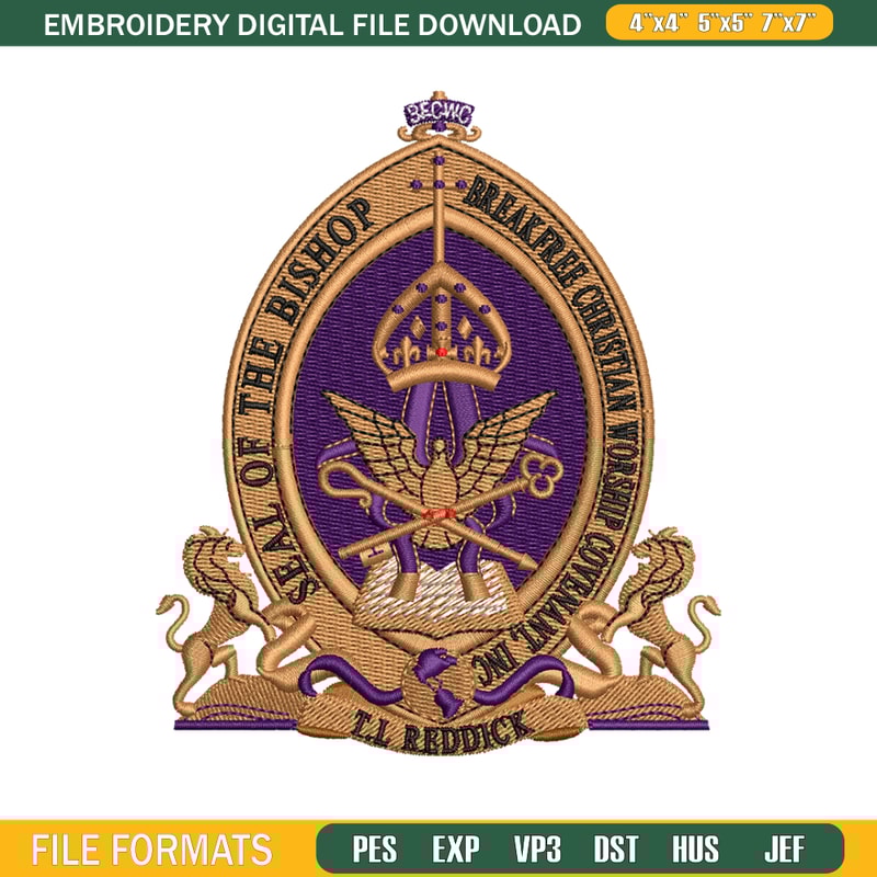 Bishop Seal Logo embroidery design, logo embroidery, Embroidery file, logo design, logo shirt, Instant download..jpg