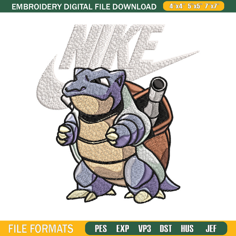 Blastoise Pokemon Nike Embroidery design, Pokemon Embroidery, Nike design, Embroidery file, Instant download..jpg