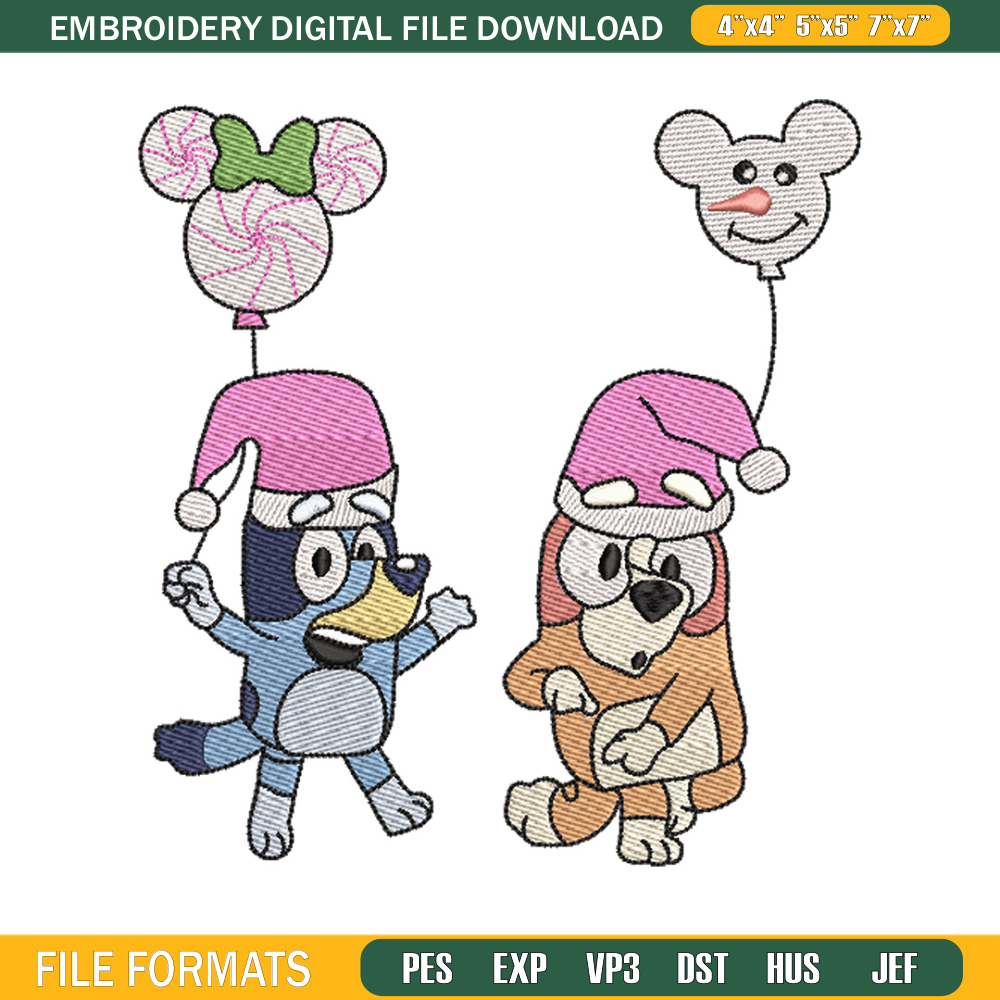 Bluey chrismas embroidery design, Bluey embroidery, Chrismas design, Embroidery file, Embroidery shirt, Digital download.jpg