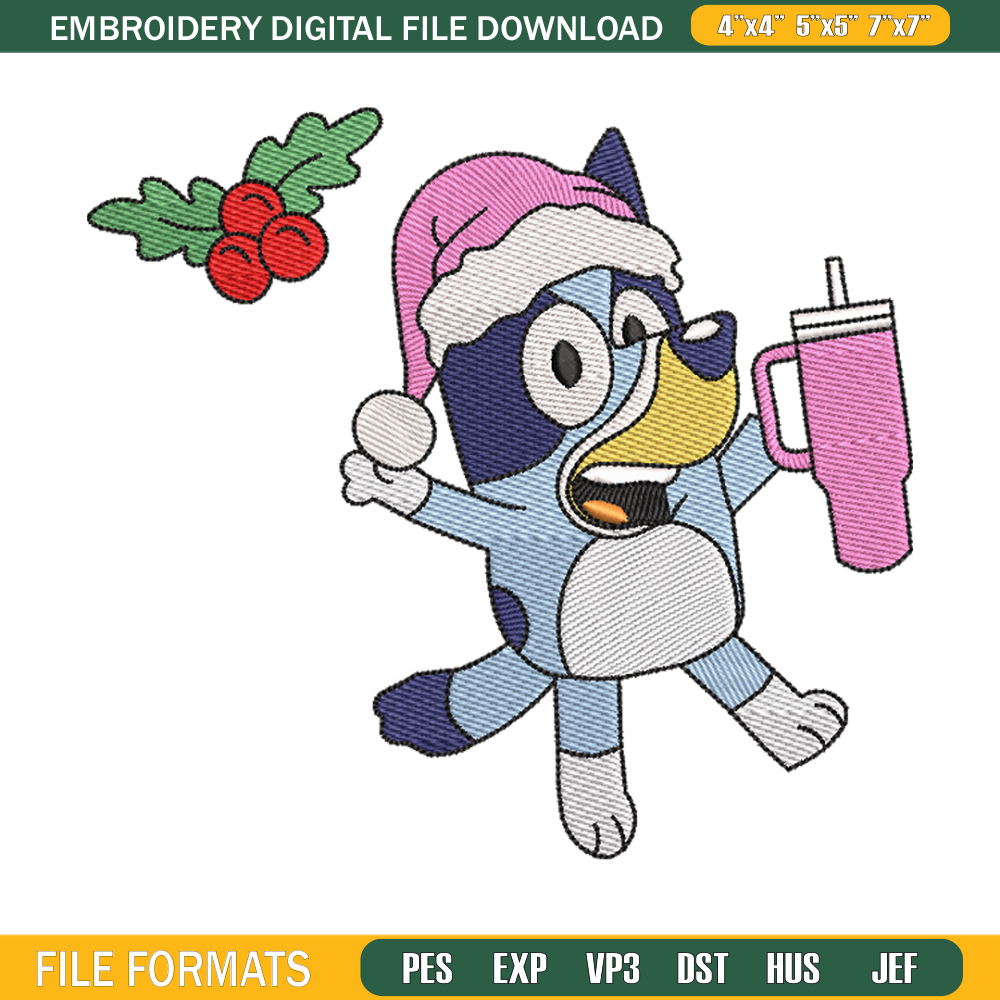 Bluey chrismas embroidery design, Bluey embroidery, Chrismas design, Embroidery file, Embroidery shirt,Digital download.jpg