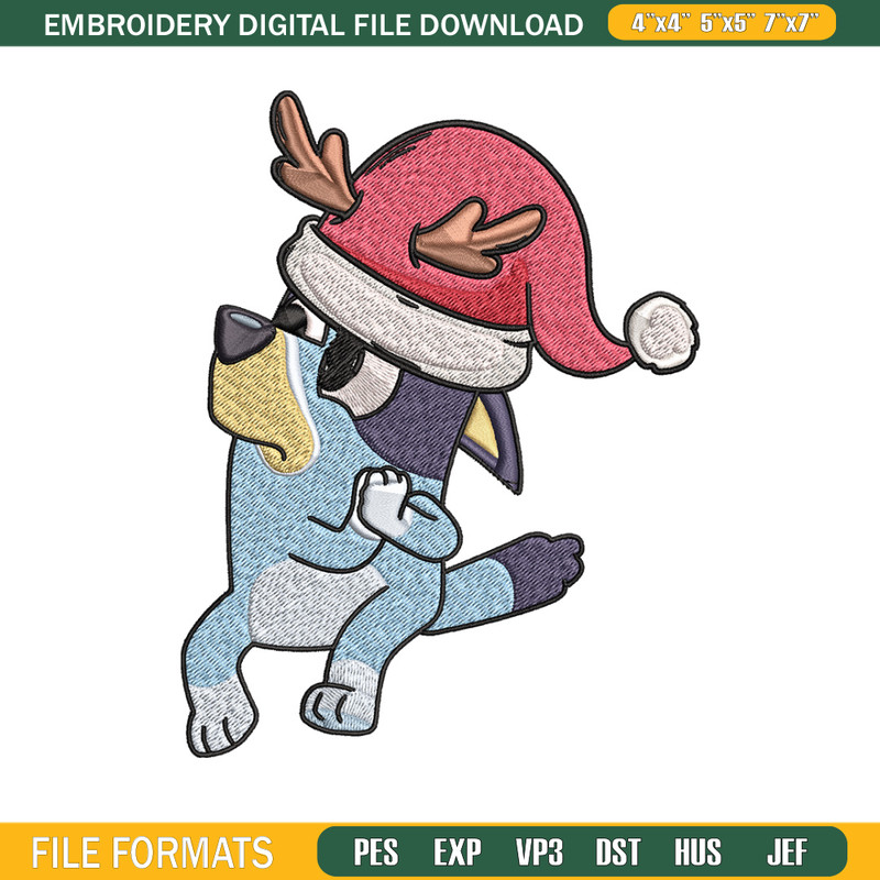 Bluey chrismas Embroidery Design, Bluey Embroidery, Embroidery File, Brand Embroidery, Logo shirt, Digital download.jpg