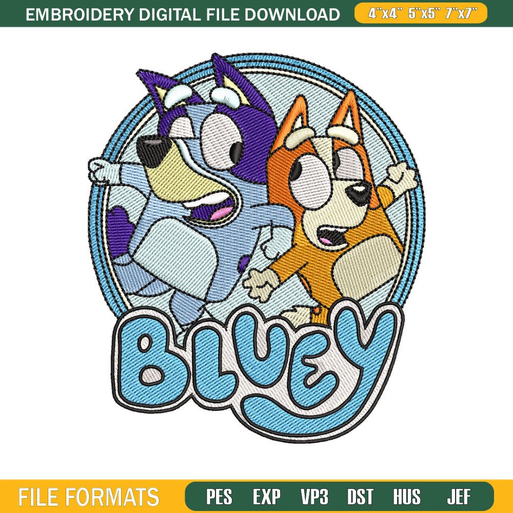 Bluey circle embroidery design, Bluey embroidery, Embroidery file, Embroidery shirt, Emb design, Digital download.jpg