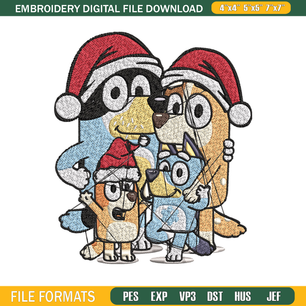 Bluey family chrismas Embroidery Design,Bluey Embroidery,Embroidery File, Brand Embroidery, Logo shirt, Digital download.jpg