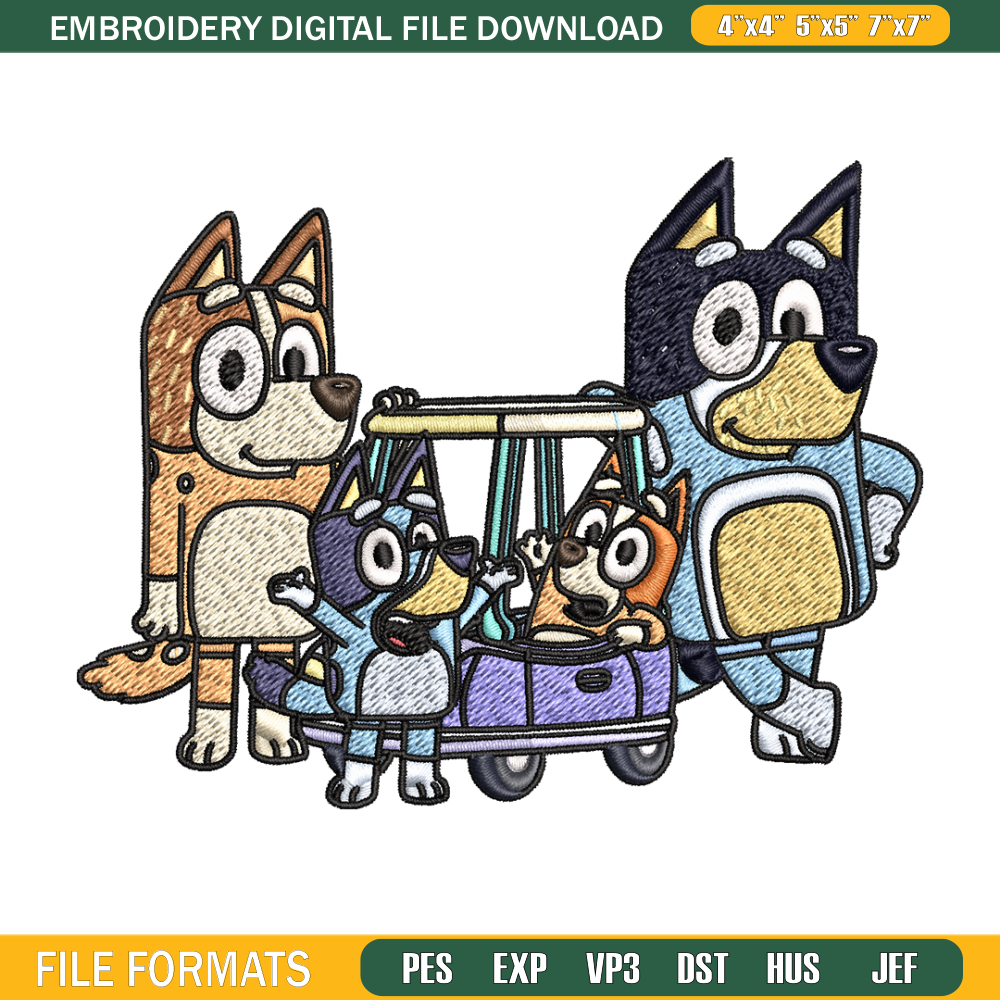 Bluey family embroidery design, Bluey Embroidery, Embroidery File, cartoon design, cartoon shirt, Digital download..jpg