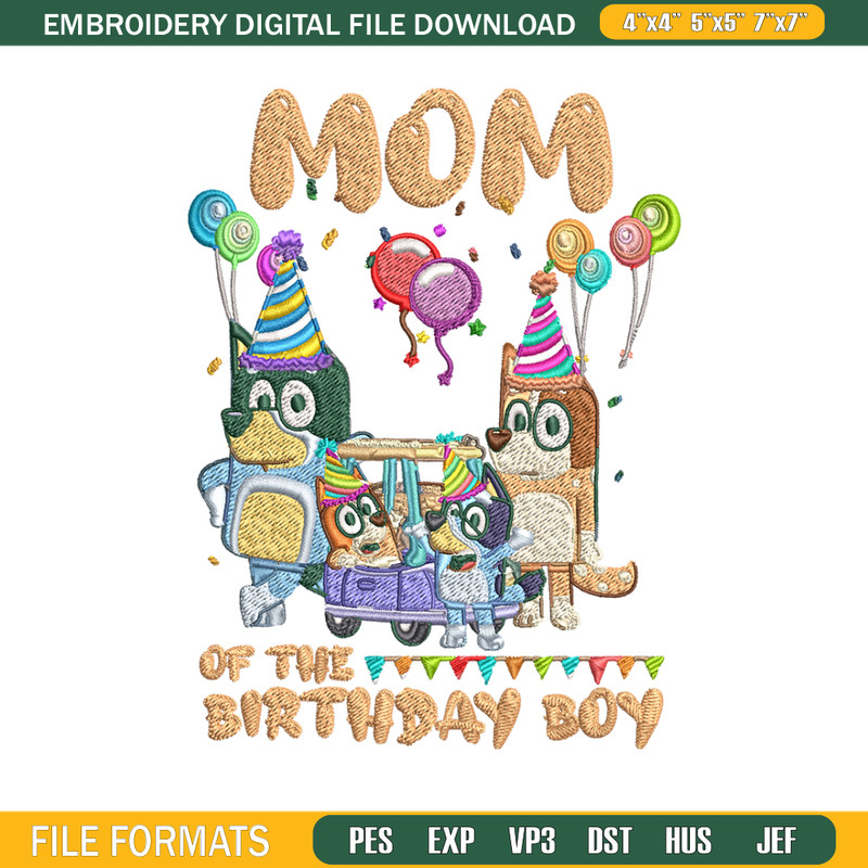 Bluey family Embroidery, Brother of the birthday girl Embroidery, cartoon design, Embroidery File, Digital download..jpg