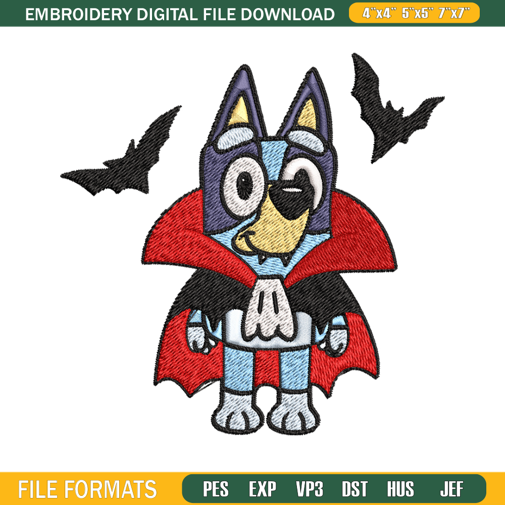 Bluey Halloween Embroidery design, Bluey Halloween Embroidery, cartoon design, Embroidery File, Digital download..jpg