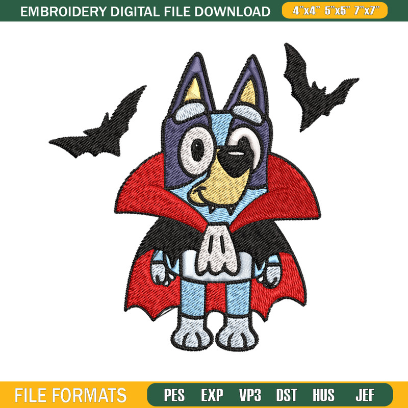 Bluey Halloween Embroidery design, Bluey Halloween Embroidery, cartoon design, Embroidery File, Digital download..jpg