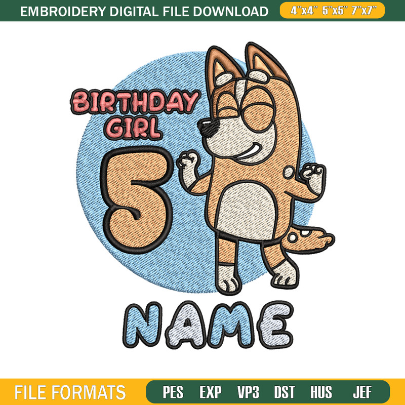 Bluey Mom Birthday Girl Embroidery, Bluey Embroidery, Embroidery File, cartoon shirt, cartoon design, Digital download..jpg