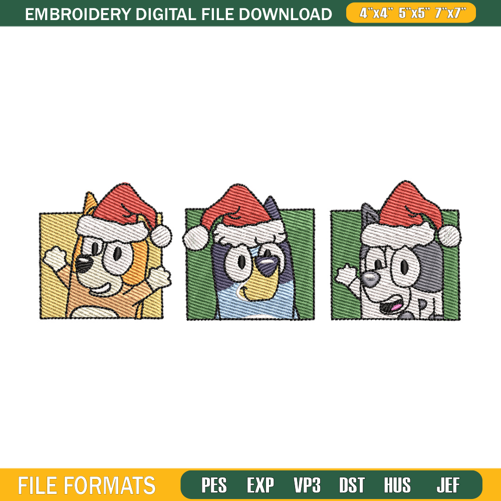 Bluey poster embroidery design, Bluey embroidery, Chrismas design, Embroidery file, Embroidery shirt,Digital download.jpg