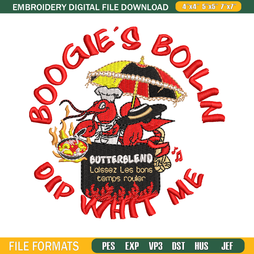 Boogie's Boilin Dip Whit Me embroidery design, logo embroidery, embroidery file, logo design, Digital download..jpg