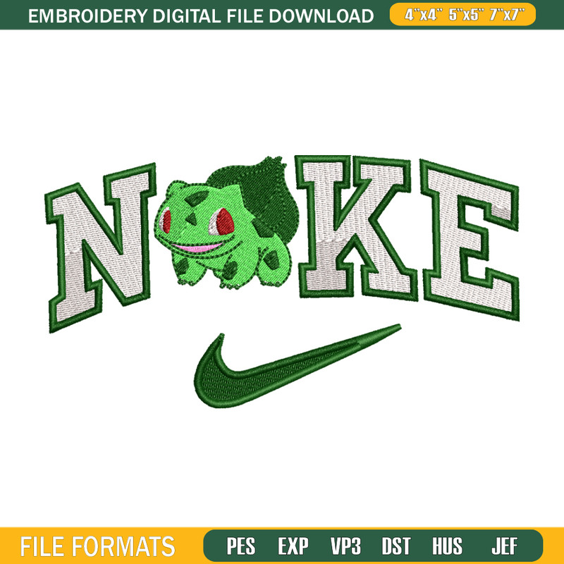 Bubasaur Nike Logo embroidery design, Pokemon embroidery, Nike design, logo shirt, Embroidery shirt, Digital download..jpg