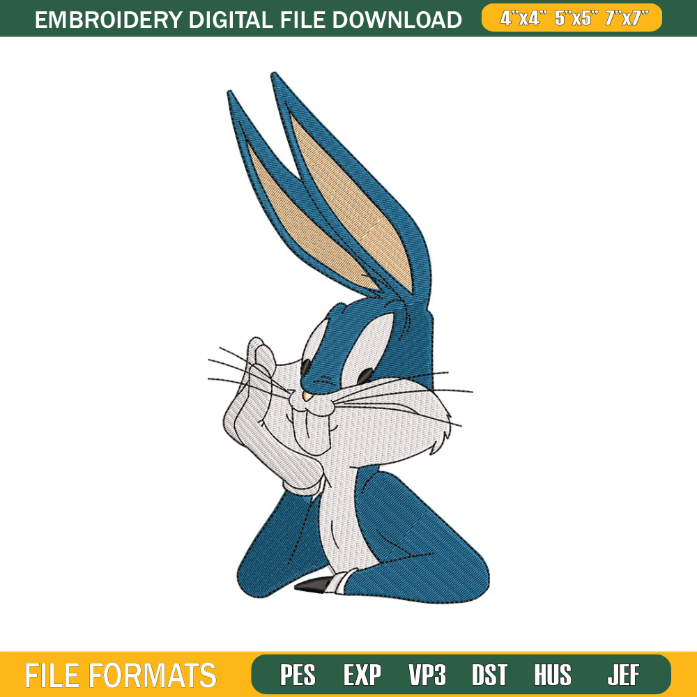 Bunny cartoon embroidery design, Cartoon embroidery, Embroidery file, Embroidery shirt, Emb design, Digital download.jpg