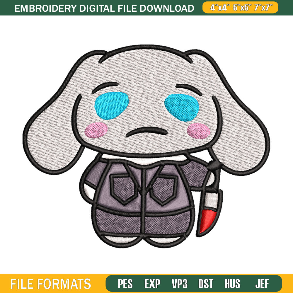 Bunny horror cartoon Embroidery design, Bunny horror Embroidery, logo design, Embroidery File, Instant download..jpg