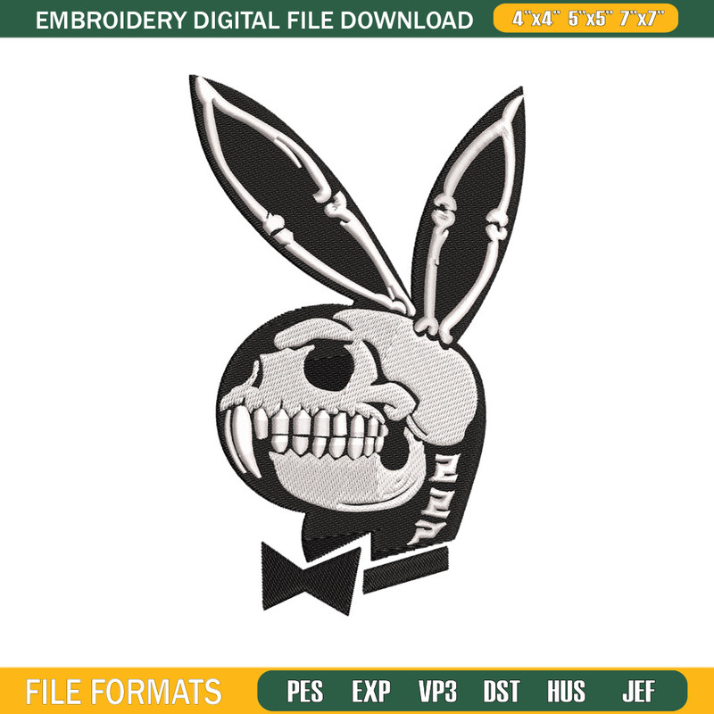 Bunny skeleton embroidery design, Logo embroidery, Embroidery file, Embroidery shirt, Emb design, Digital download.jpg