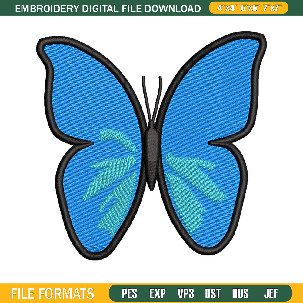 Butterfly blue embroidery design, Butterfly embroidery, Embroidery file, Embroidery shirt, Emb design, Digital download.jpg