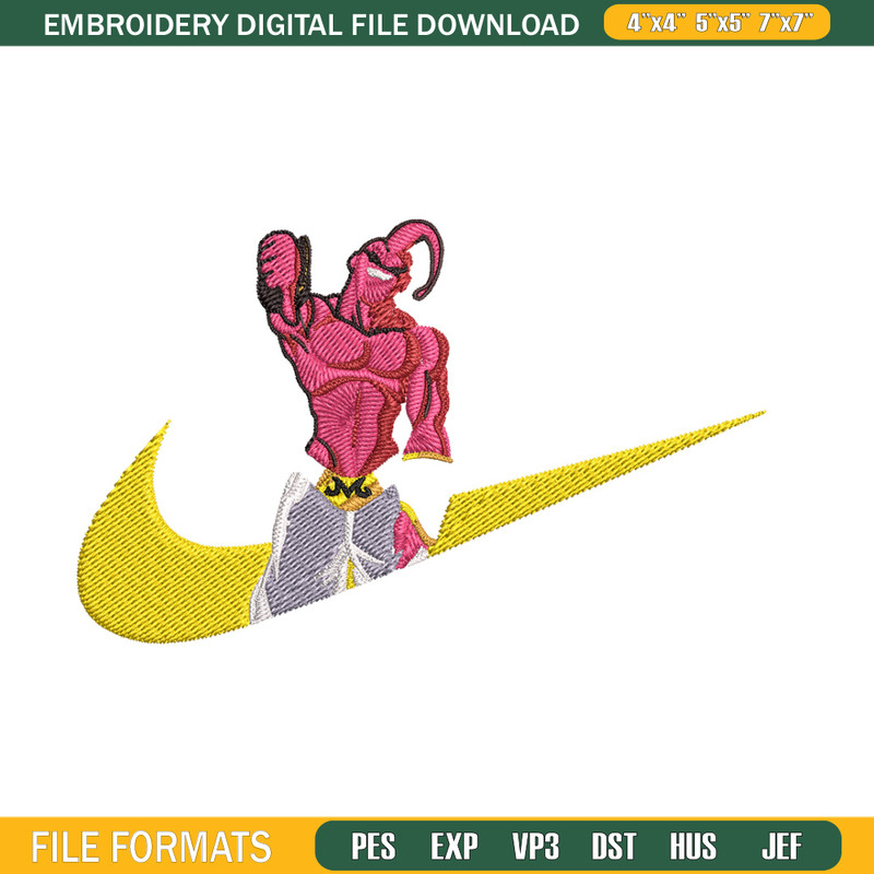 Buu x nike Embroidery Design, Dragonball Embroidery, Embroidery File, Nike Embroidery, Anime shirt, Digital download.jpg