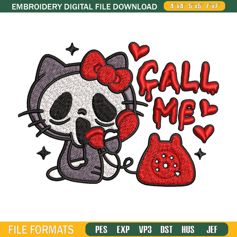 Call Me Scream Hello Kitty Embroidery design, Hallokitty Embroidery, cartoon design, Embroidery File, Digital download..jpg
