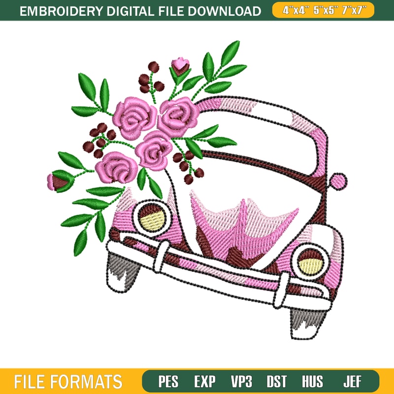 Car flower embroidery design, Car flower embroidery, logo design, embroidery file, logo shirt, Digital download..jpg