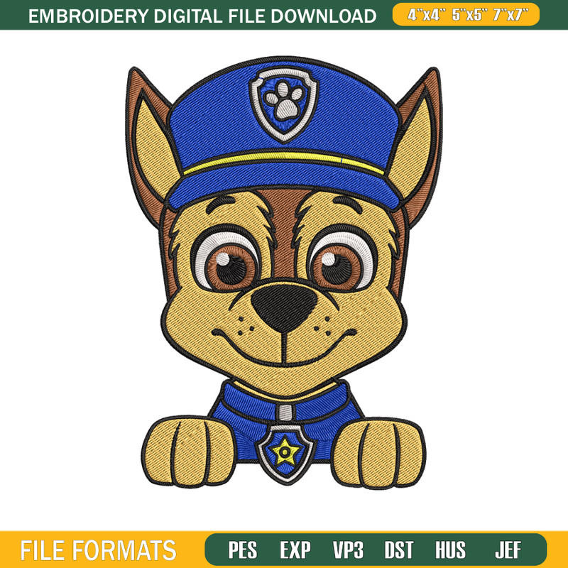 Chase Embroidery Design, Paw Patrol Embroidery, Embroidery File, Anime Embroidery, Anime shirt, Digital download.jpg