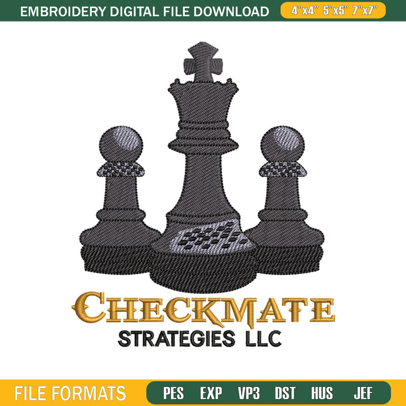 Check mate embroidery design, Chess embroidery, Embroidery file, Embroidery shirt, Emb design, Digital download.jpg