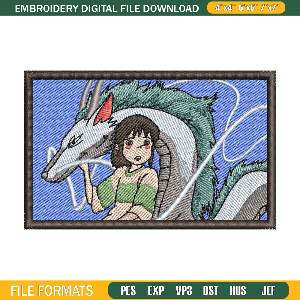 Chihiro embroidery design, Ghibli embroidery, Anime design, Embroidery shirt, Embroidery file,Digital download.jpg