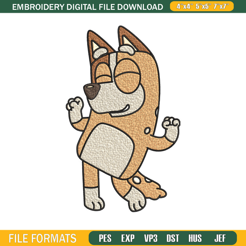 Chilli Heeler Embroidery, Bluey cartoon Embroidery, Embroidery File, cartoon design, cartoon shirt, Digital download. 1.jpg