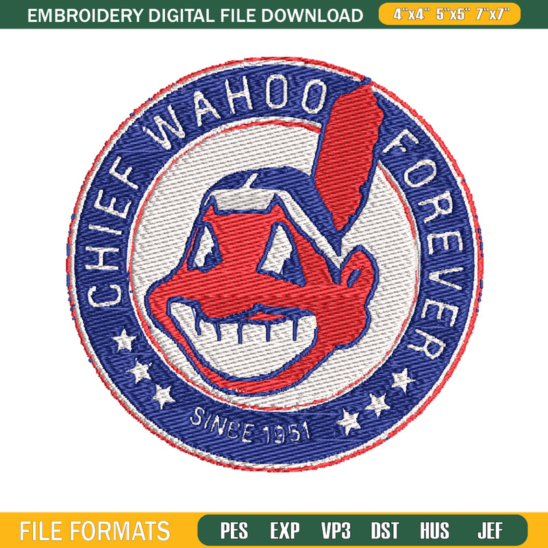 Cleveland Indians logo embroidery design, Logo Sport embroidery, baseball embroidery, logo shirt, MLB embroidery. (1).jpg