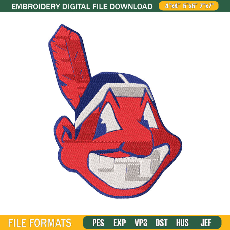 Cleveland Indians logo embroidery design, Logo Sport embroidery, baseball embroidery, logo shirt, MLB embroidery. (14).jpg