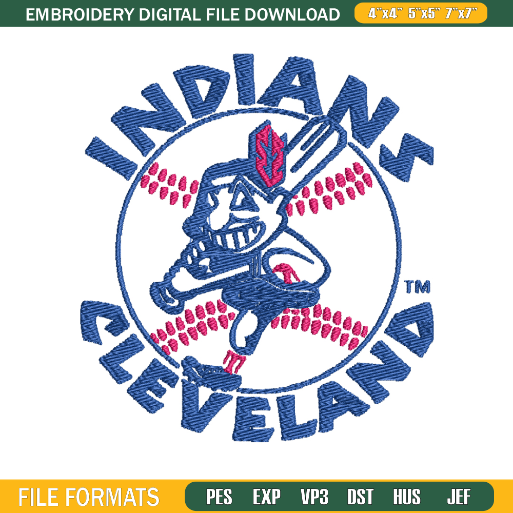 Cleveland Indians logo embroidery design, Logo Sport embroidery, baseball embroidery, logo shirt, MLB embroidery. (15).jpg