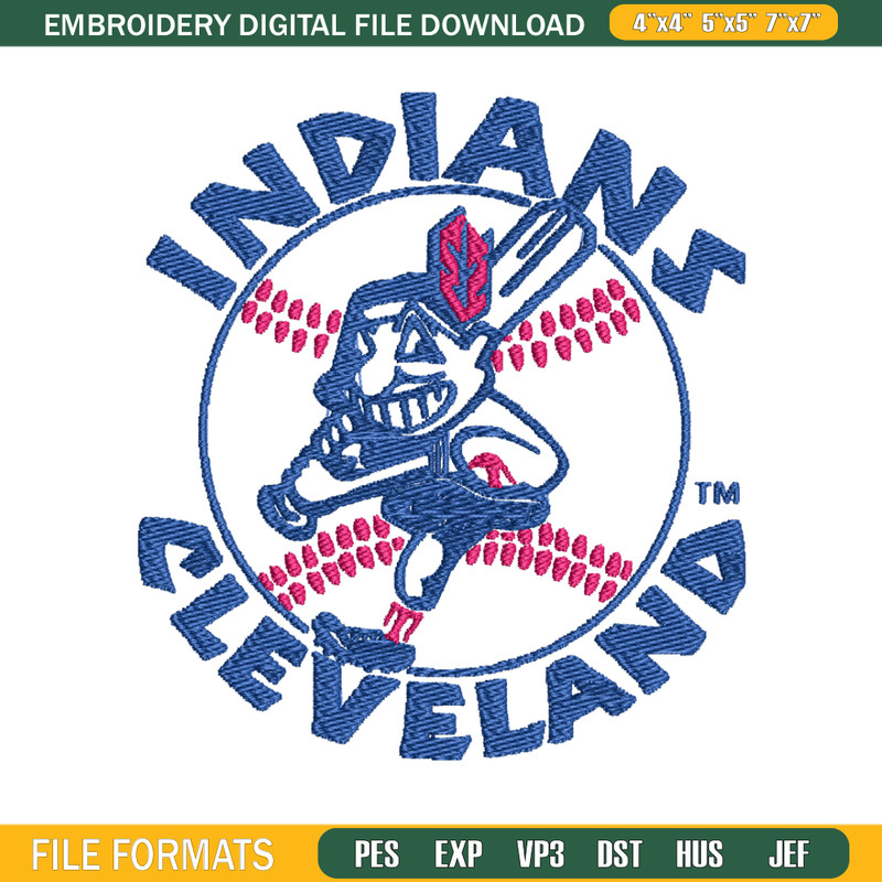 Cleveland Indians logo embroidery design, Logo Sport embroidery, baseball embroidery, logo shirt, MLB embroidery. (15).jpg