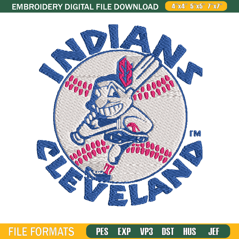Cleveland Indians logo embroidery design, Logo Sport embroidery, baseball embroidery, logo shirt, MLB embroidery. (16).jpg