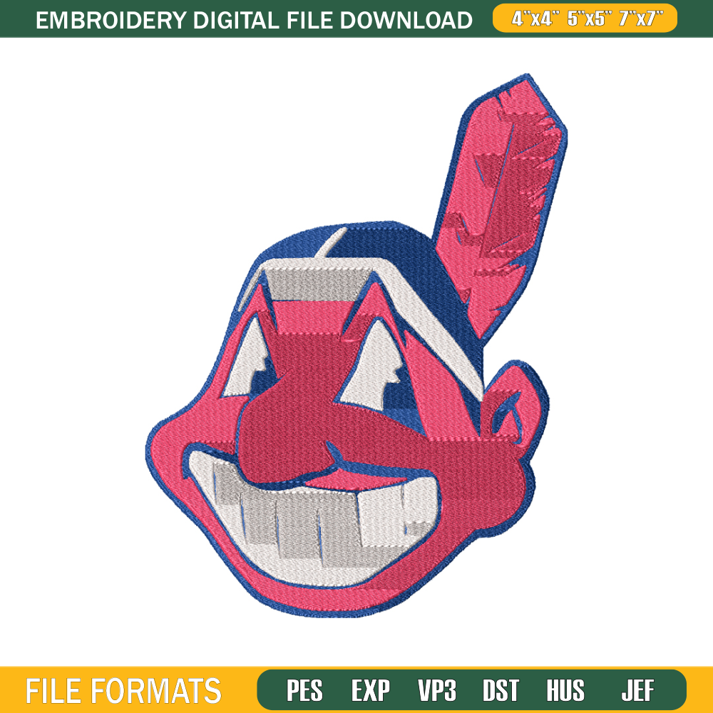Cleveland Indians logo embroidery design, Logo Sport embroidery, baseball embroidery, logo shirt, MLB embroidery. (2).jpg