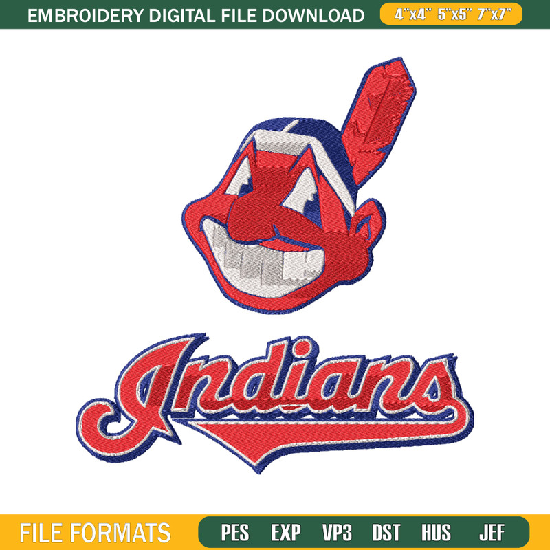 Cleveland Indians logo embroidery design, Logo Sport embroidery, baseball embroidery, logo shirt, MLB embroidery. (4).jpg
