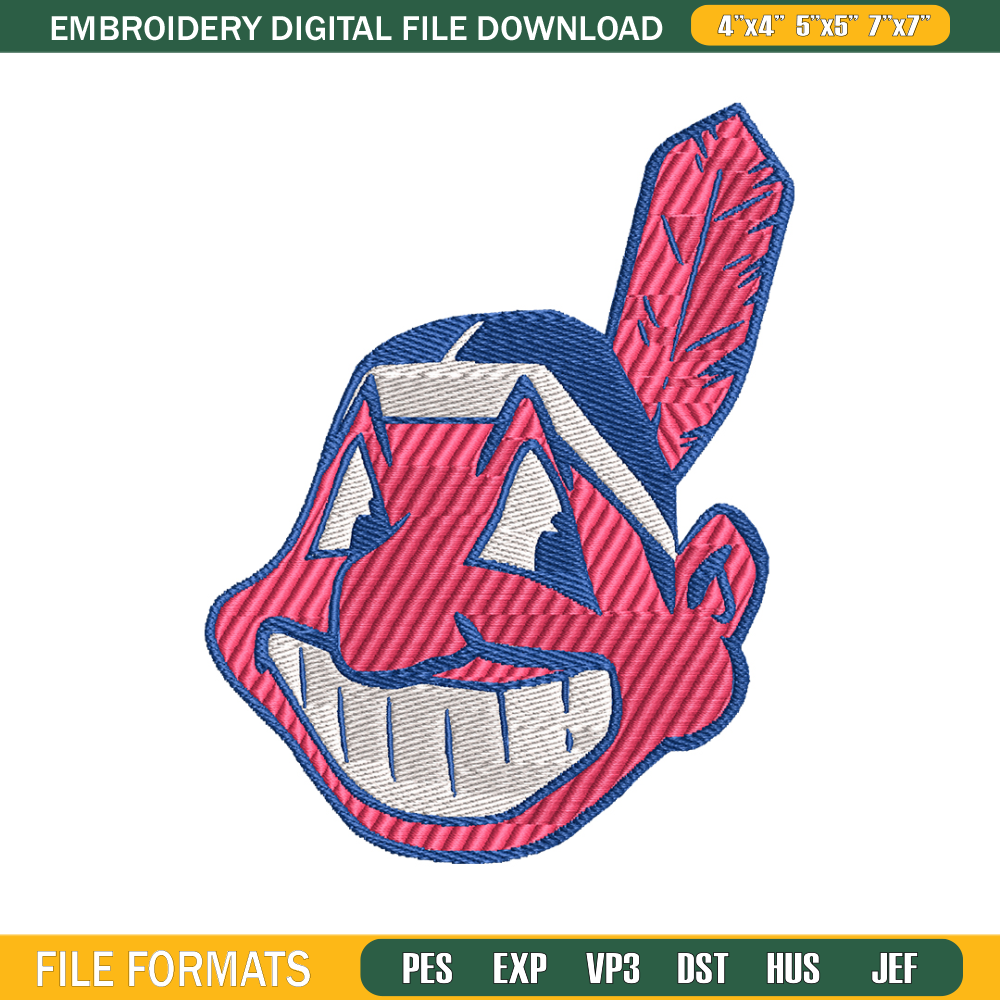 Cleveland Indians logo embroidery design, Logo Sport embroidery, baseball embroidery, logo shirt, MLB embroidery. (6).jpg