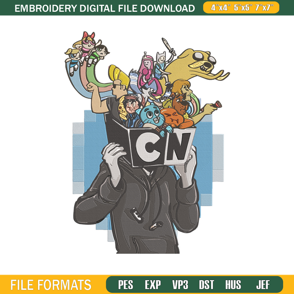 CN character Embroidery Design, CN cartoon Embroidery, Embroidery File, Anime Embroidery, Anime shirt, Digital download.jpg