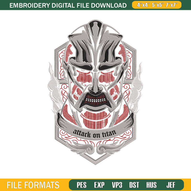 Colossal poster Embroidery Design, Aot Embroidery, Embroidery File, Anime Embroidery, Anime shirt, Digital download.jpg