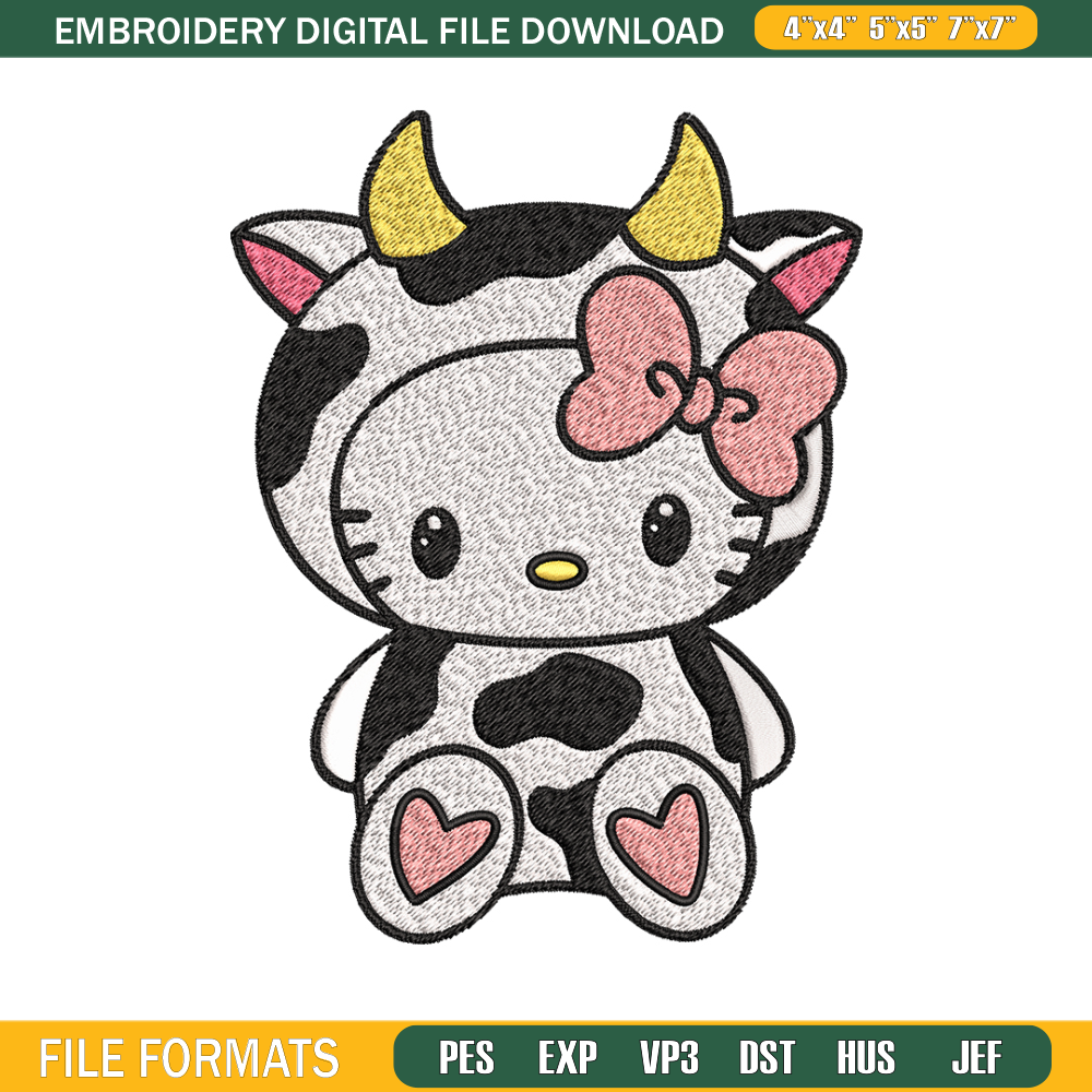 Cow Hello Kitty Embroidery design, Cow Hello Kitty Embroidery, cartoon design, Embroidery File, Digital download..jpg