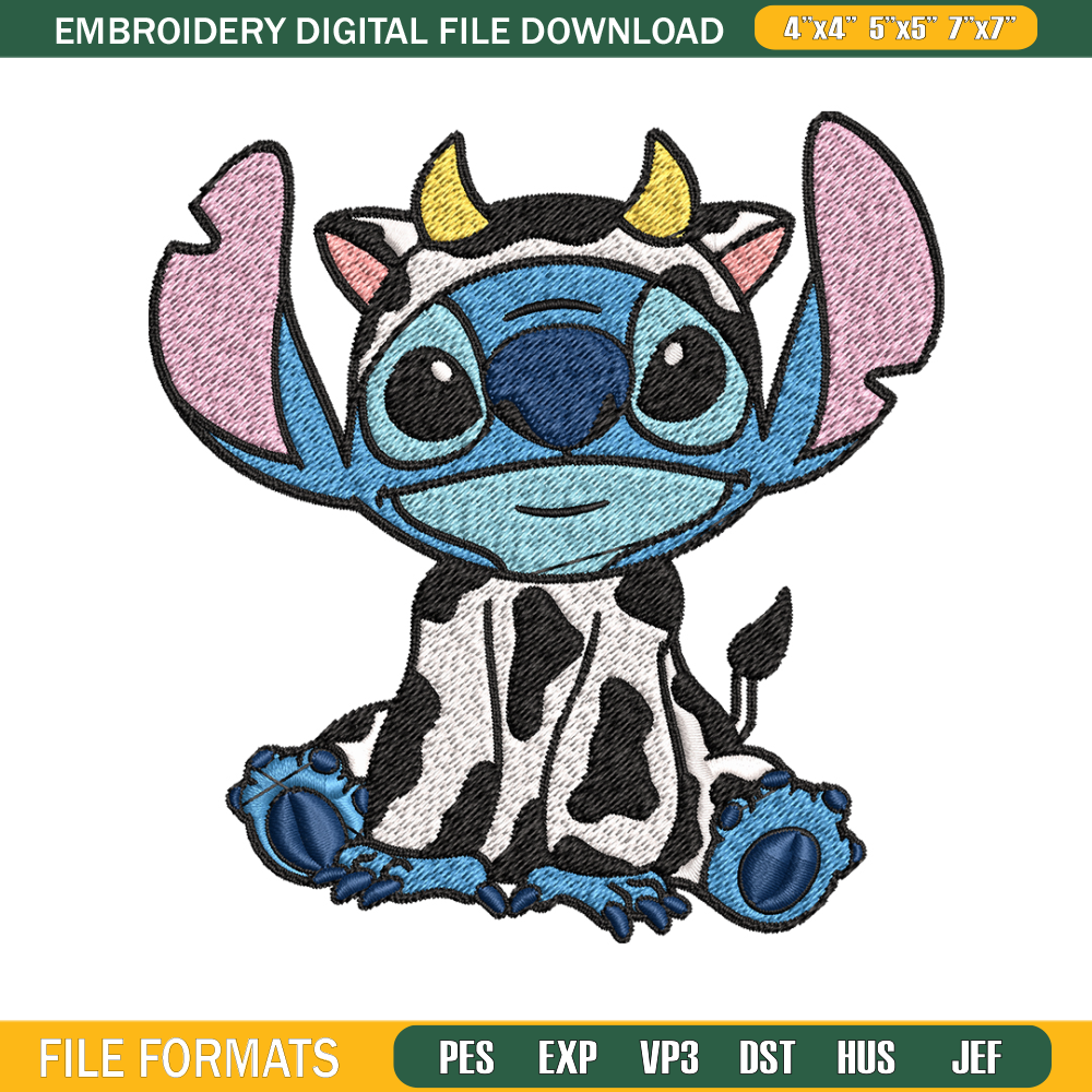 Cow Stitch Embroidery design, Cow Stitch Embroidery, cartoon design, Embroidery File, cartoon shirt, Digital download..jpg