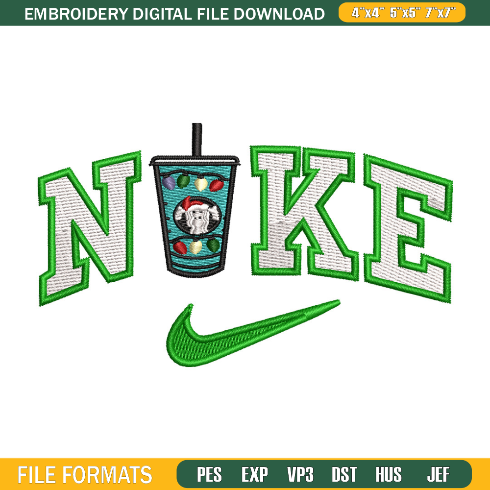 Cup green x nike embroidery design, Cup embroidery, Nike design, Embroidery shirt, Embroidery file, Digital download 1.jpg
