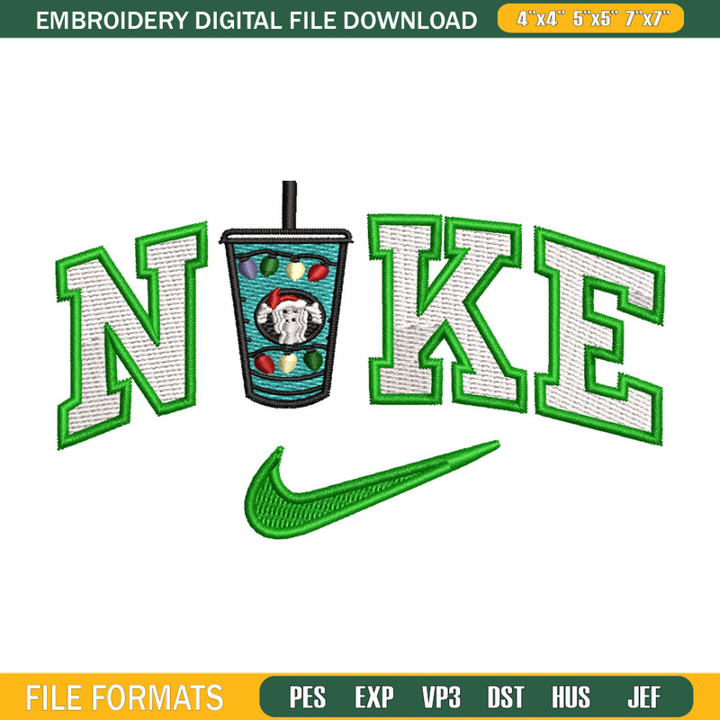 Cup green x nike embroidery design, Cup embroidery, Nike design, Embroidery shirt, Embroidery file, Digital download 1.jpg