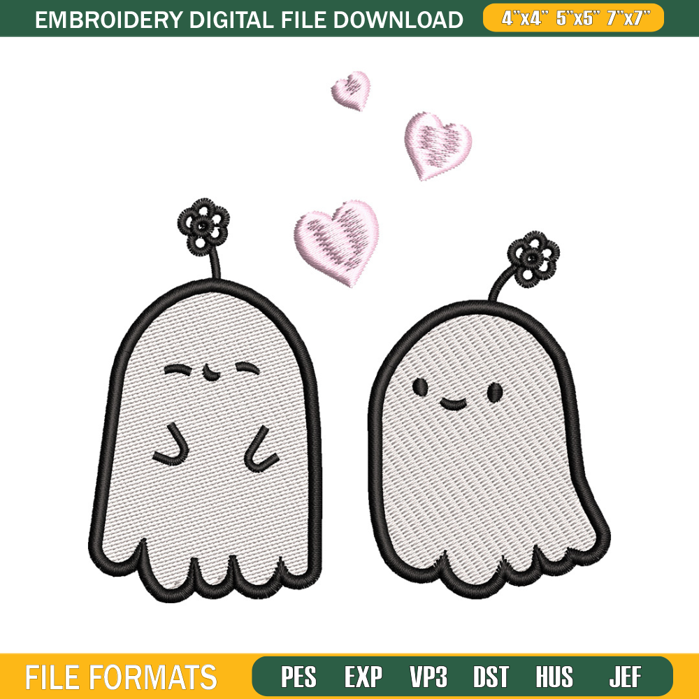 Cute ghost embroidery design, Ghost embroidery, Embroidery file, Embroidery shirt, Emb design, Digital download.jpg