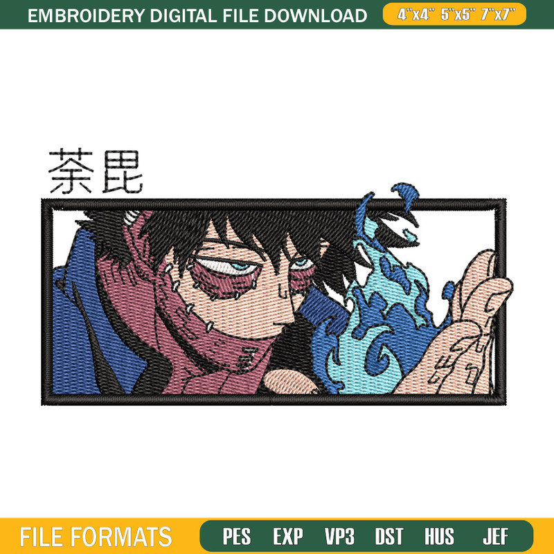 Dabi rectangle embroidery design, Mha embroidery, Anime design, Embroidery shirt, Embroidery file, Digital download.jpg