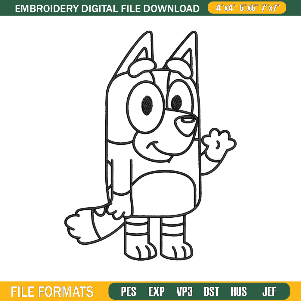 Dad Bluey Coloring Pages Embroidery, Bluey Embroidery, Embroidery File, cartoon design, cartoon shirt, Digital download. 1.jpg