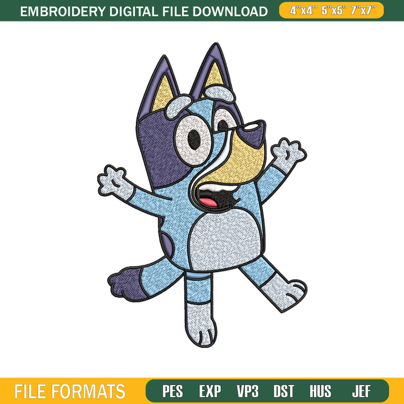 Dad Bluey Embroidery, Bandit Heeler Embroidery, Embroidery File, cartoon design, cartoon shirt, Digital download. 1.jpg