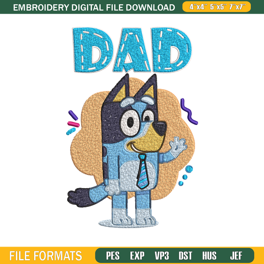 Dad Bluey Embroidery, Bluey Cartoon Embroidery, cartoon Embroidery, cartoon shirt, Embroidery File, Instant download. 1.jpg