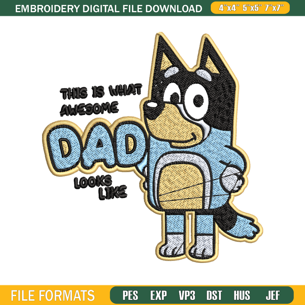 Dad bluey Embroidery, bluey Embroidery, Embroidery File, cartoon shirt, cartoon design, logo shirt, Digital download..jpg
